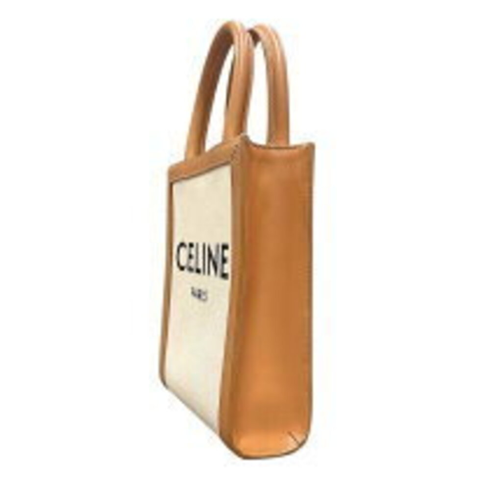 Celine Vertical Cabas natural tan canvas leather - Picture 4 of 7
